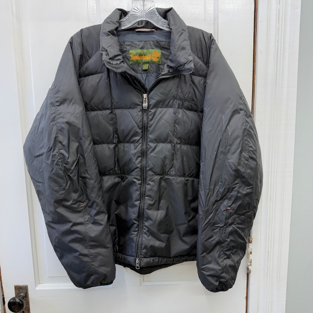 Timberland Mens Large Black Down Stow and Go Packable‎ Puffer Jacket Winter Coat